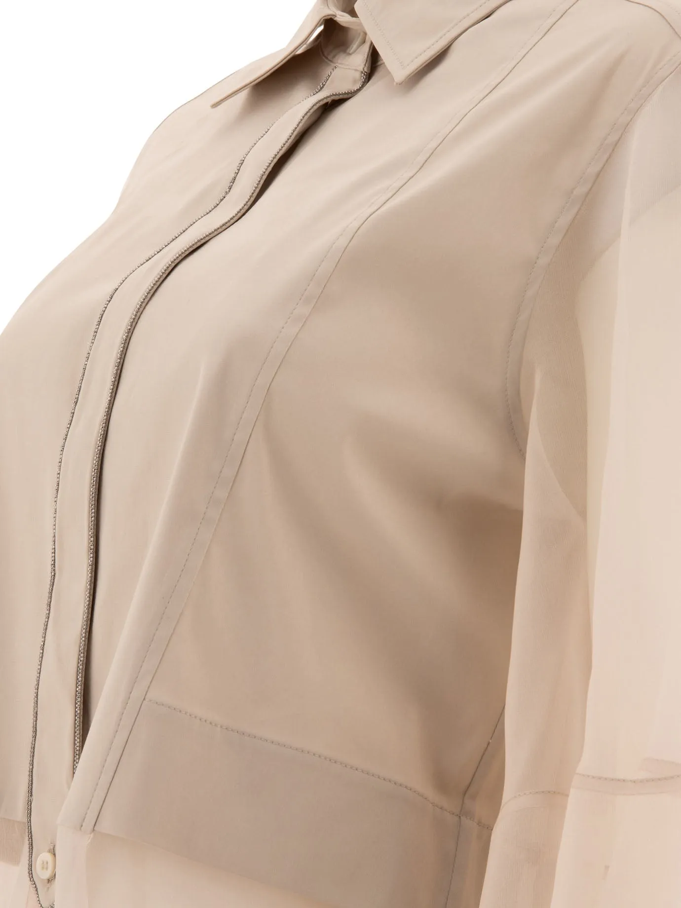 Camicia poplin di brunello cucinelli con finiture lucide
