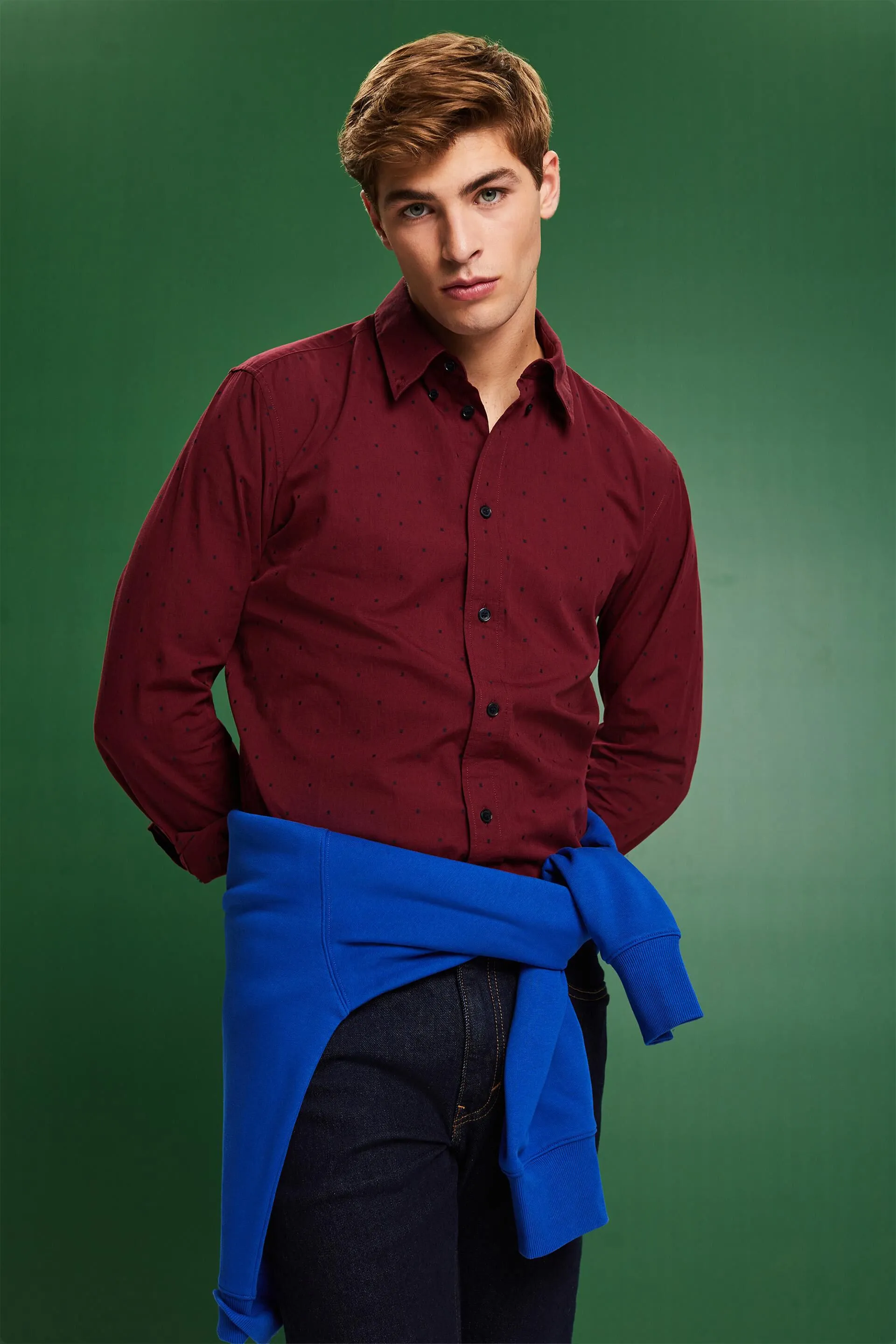 Camicia slim fit in cotone ricamato