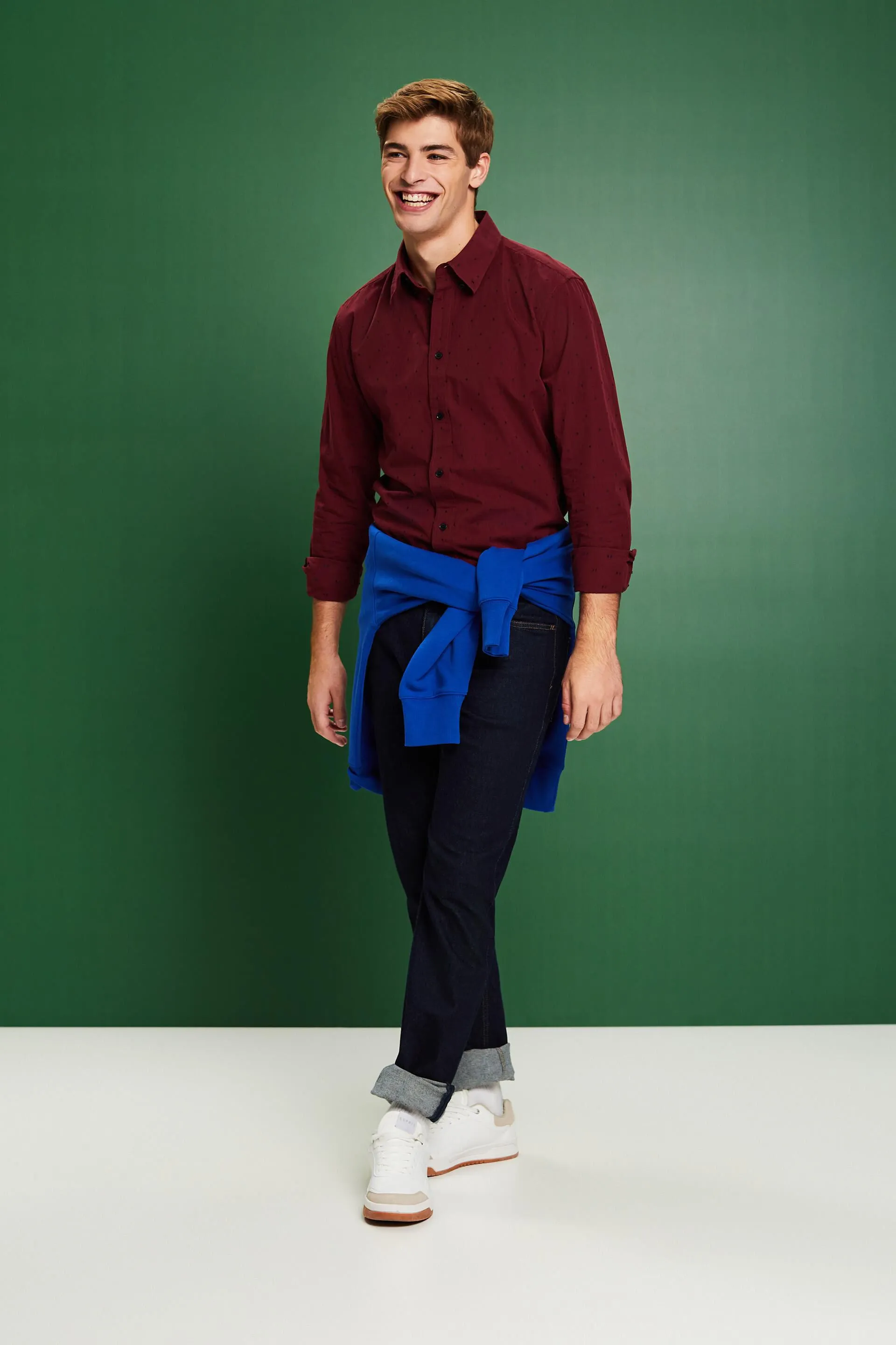 Camicia slim fit in cotone ricamato