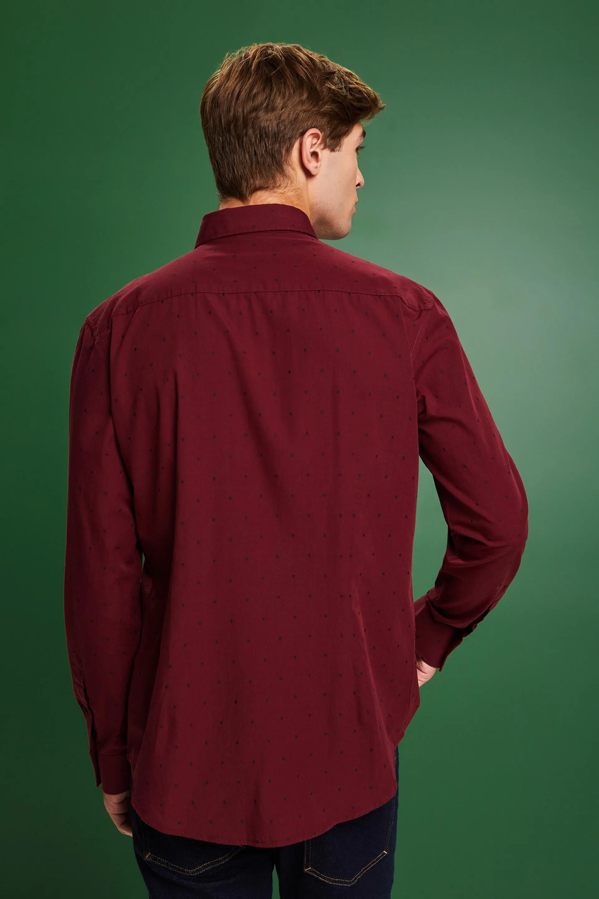 Camicia slim fit in cotone ricamato