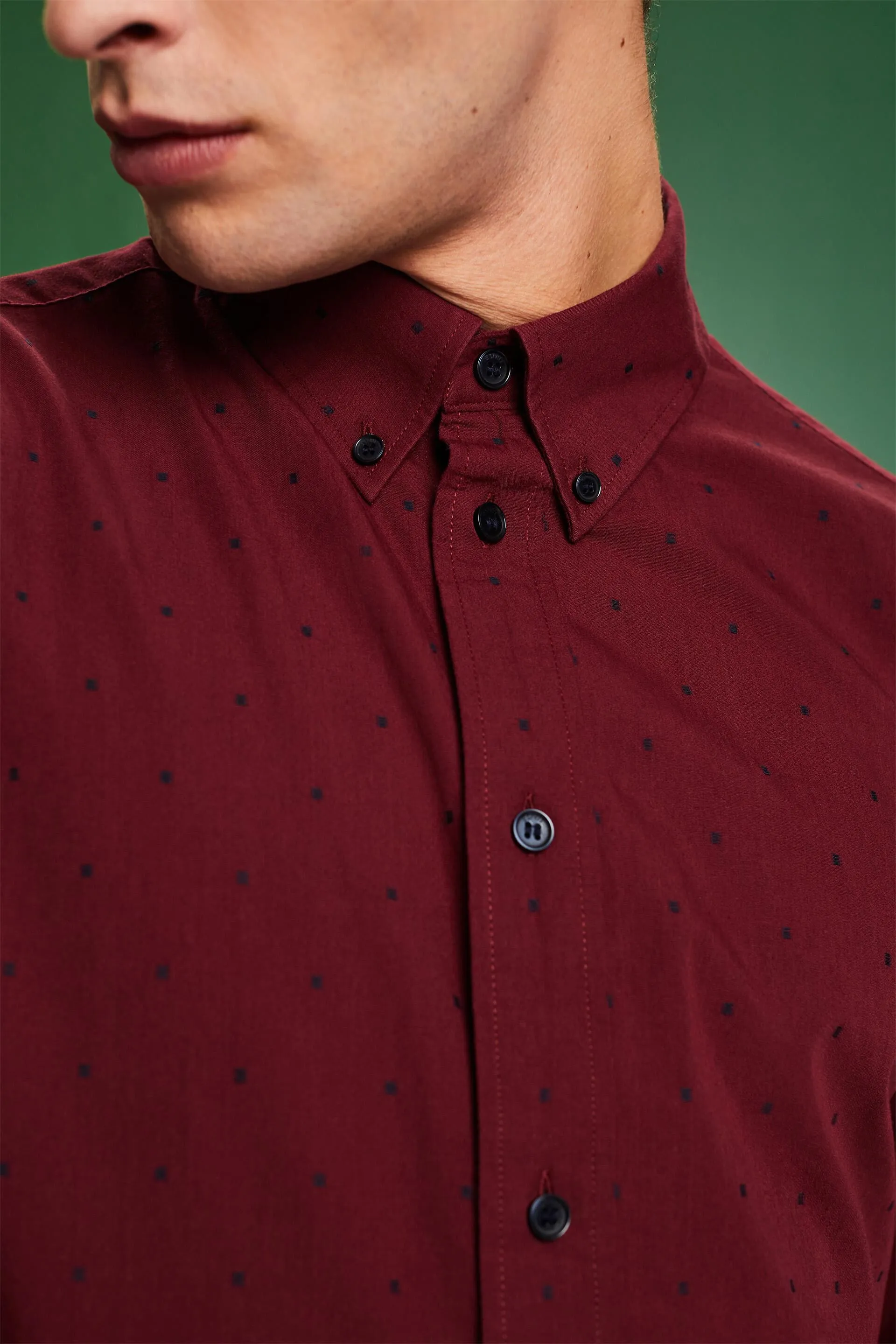 Camicia slim fit in cotone ricamato