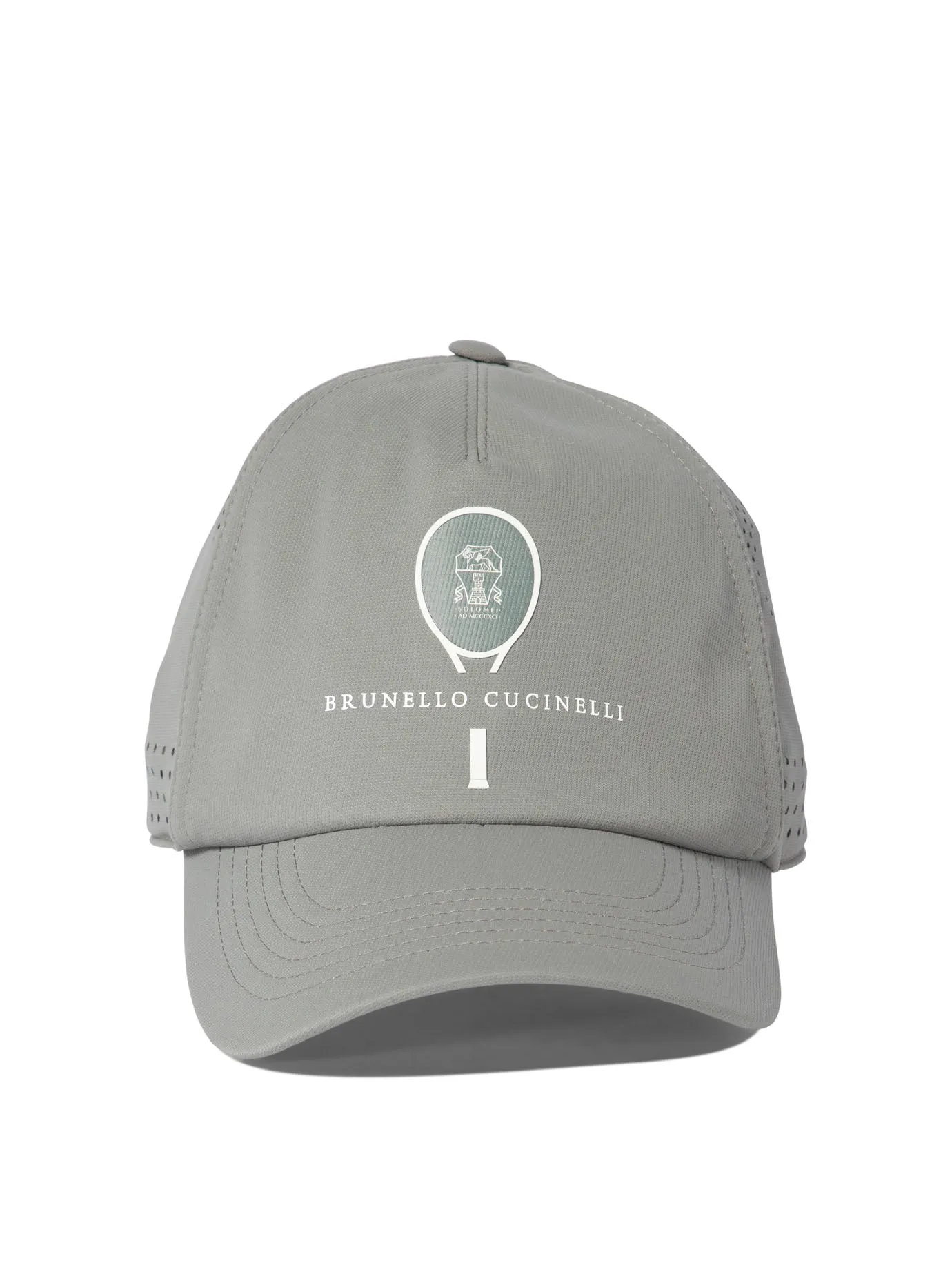 Cappuccio techno leggero di Brunello Cucinelli con stampa da tennis