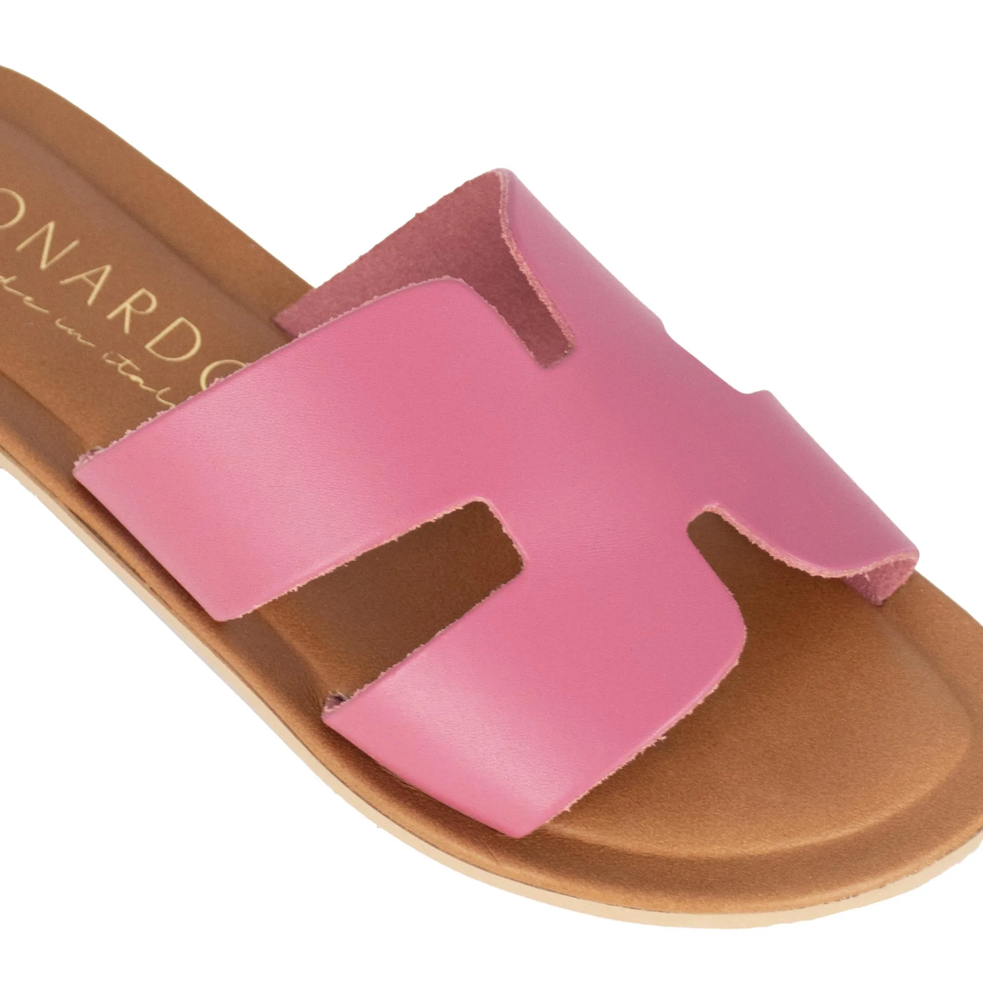 Ciabattine da donna in pelle colore rosa