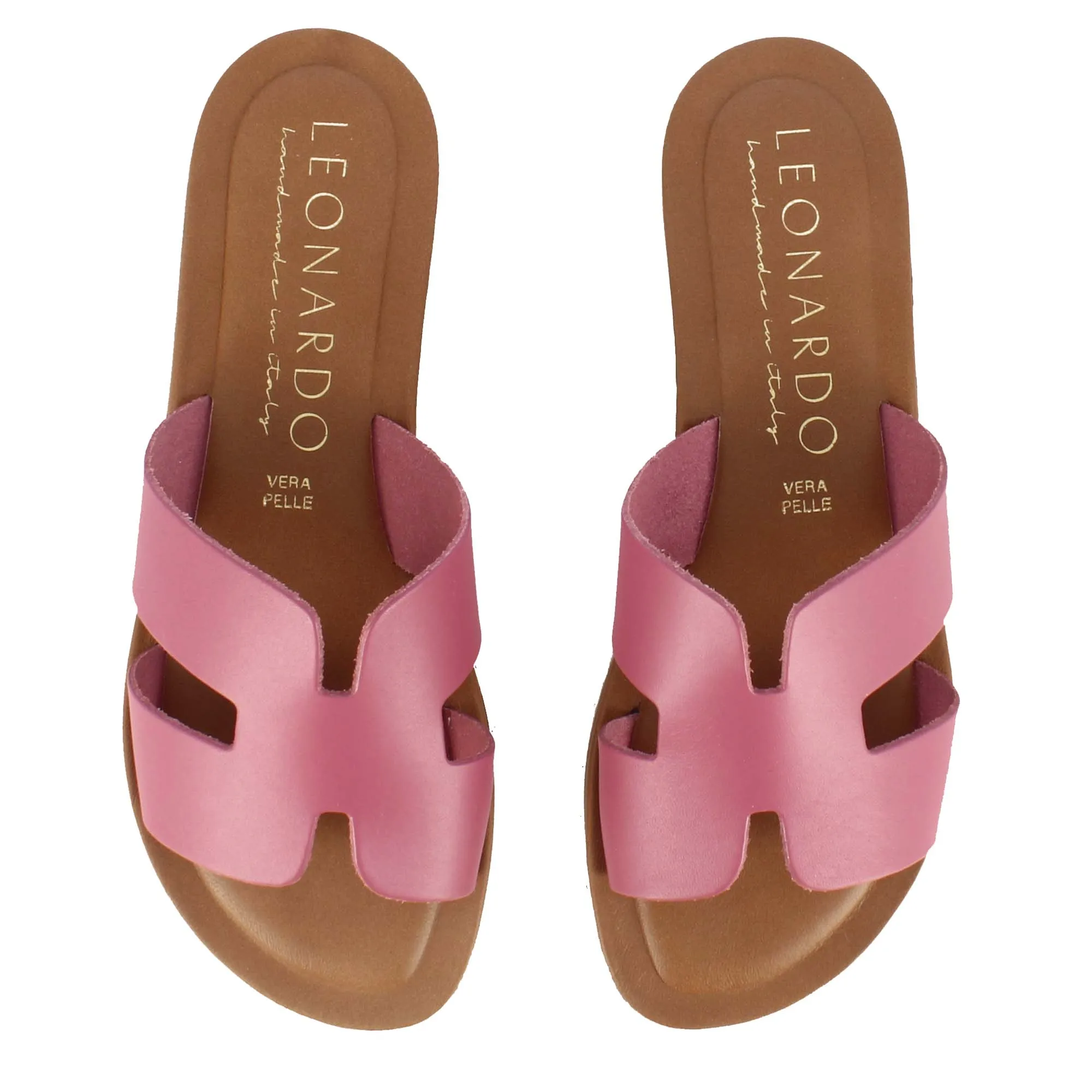 Ciabattine da donna in pelle colore rosa