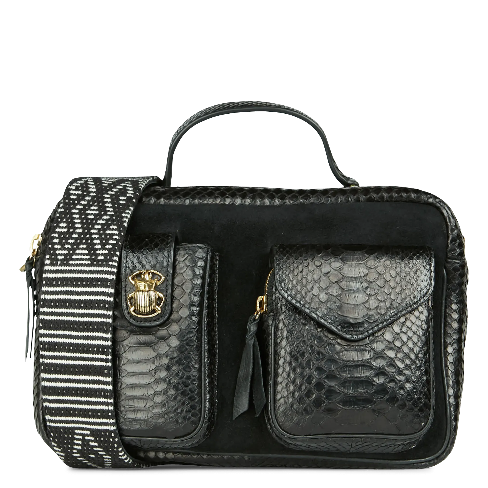  CLARIS VIROT   CESAR - Borsa a tracolla in pitone | Nero