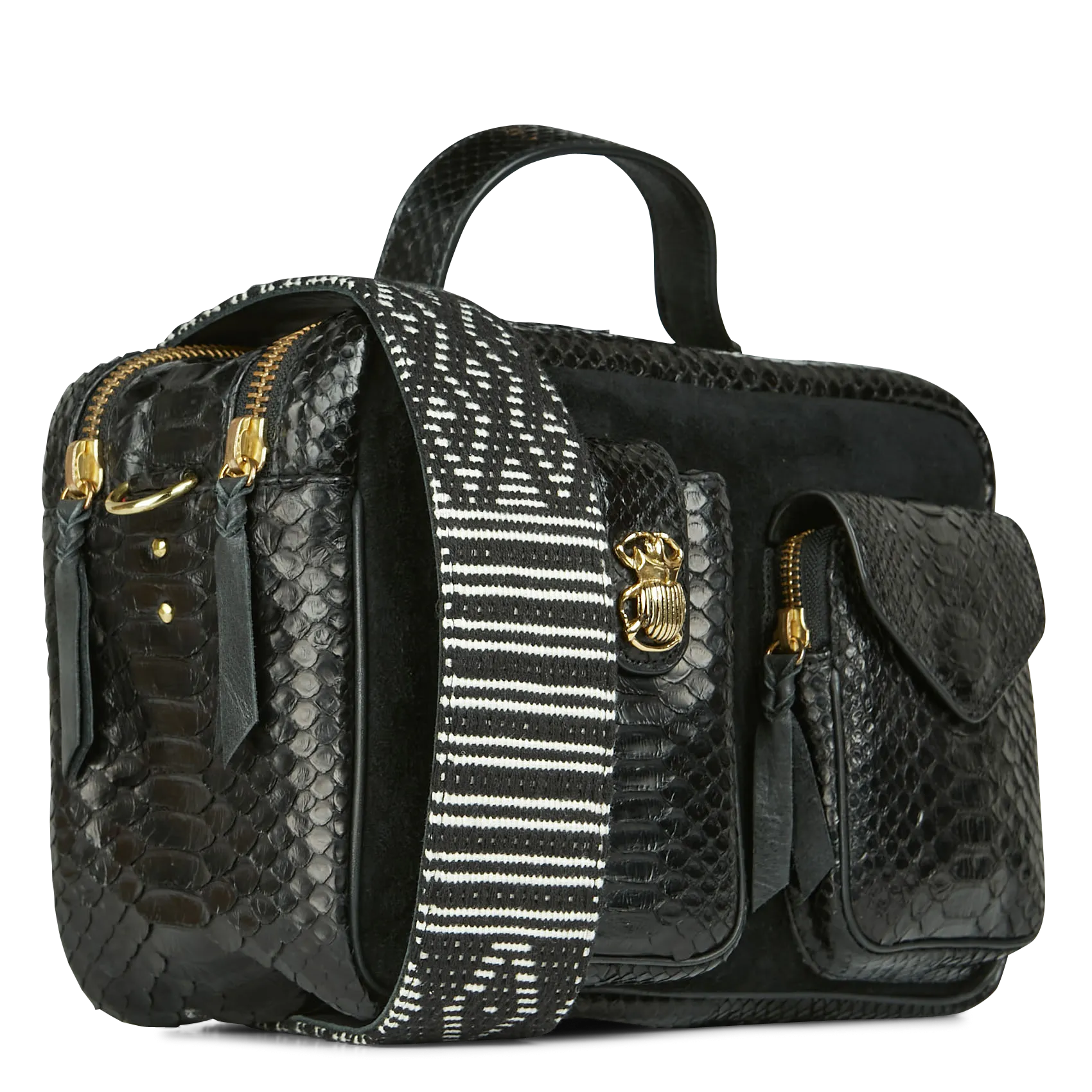  CLARIS VIROT   CESAR - Borsa a tracolla in pitone | Nero