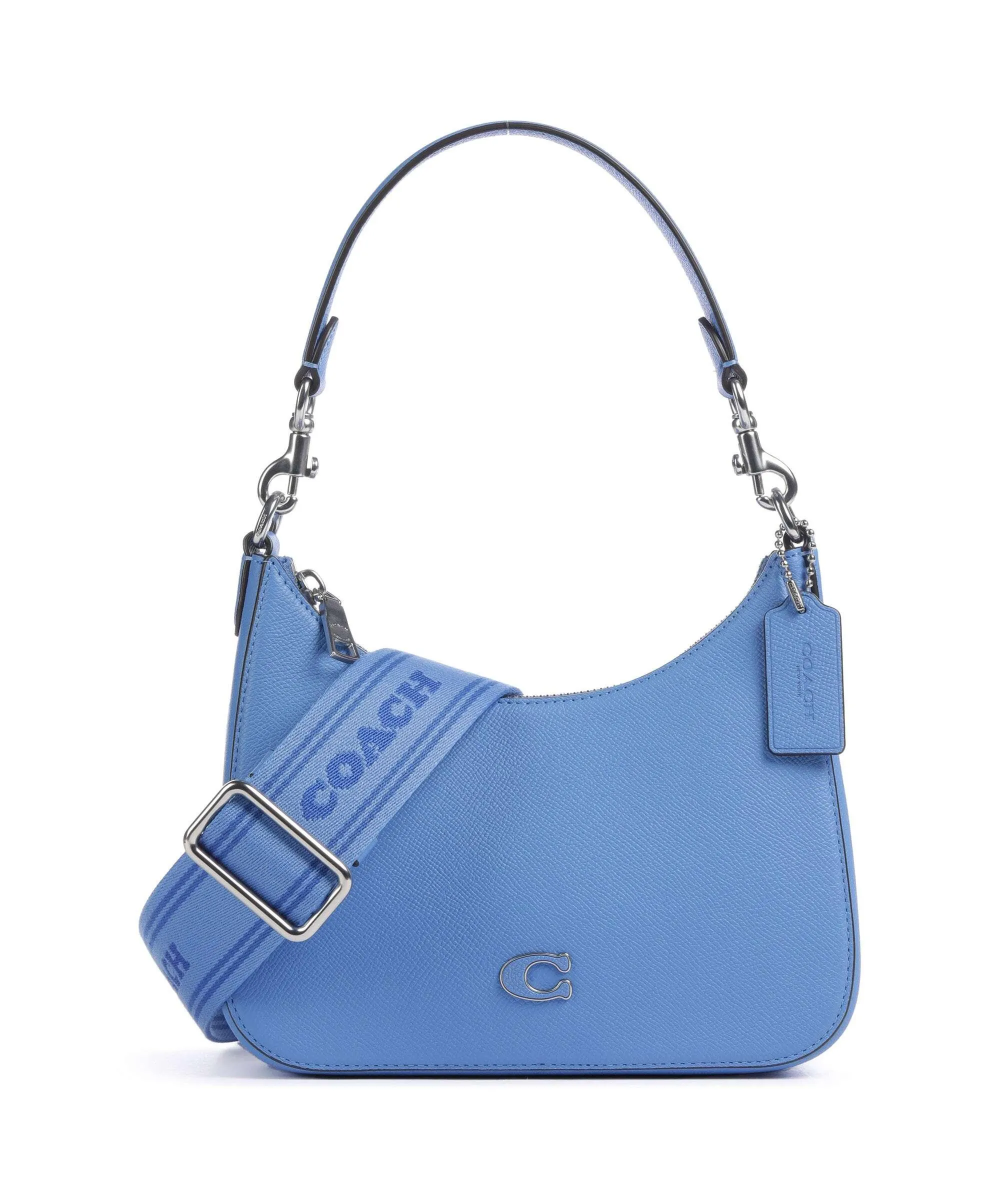  Coach Capsule Borsa a spalla pelle granulata blu  