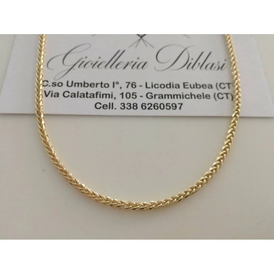 COLLANA In ORO GIALLO 18 KT 750% Unisex Modello SPIGA Catena Collier Girocollo