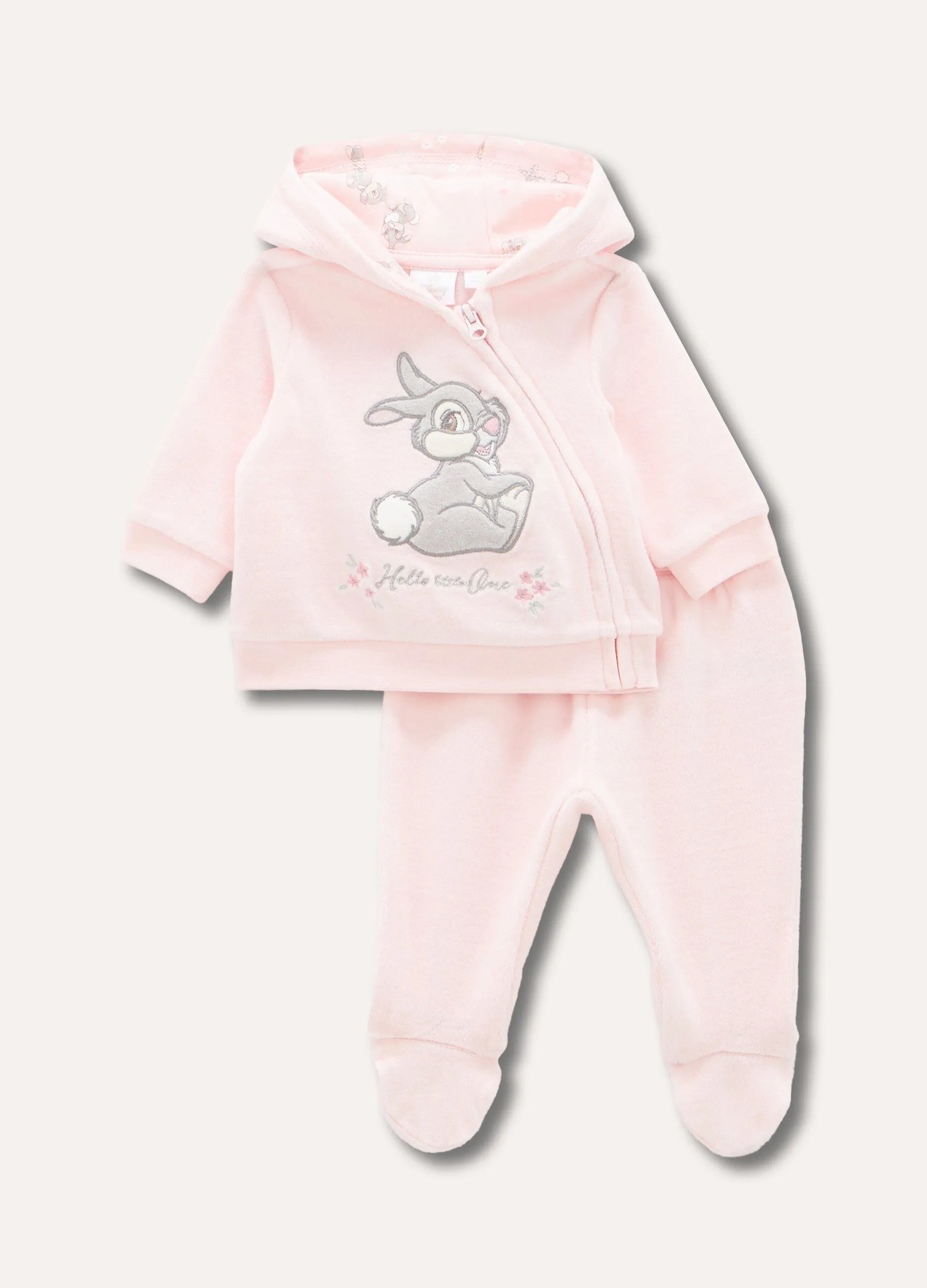 Completino in velours con ricami neonata