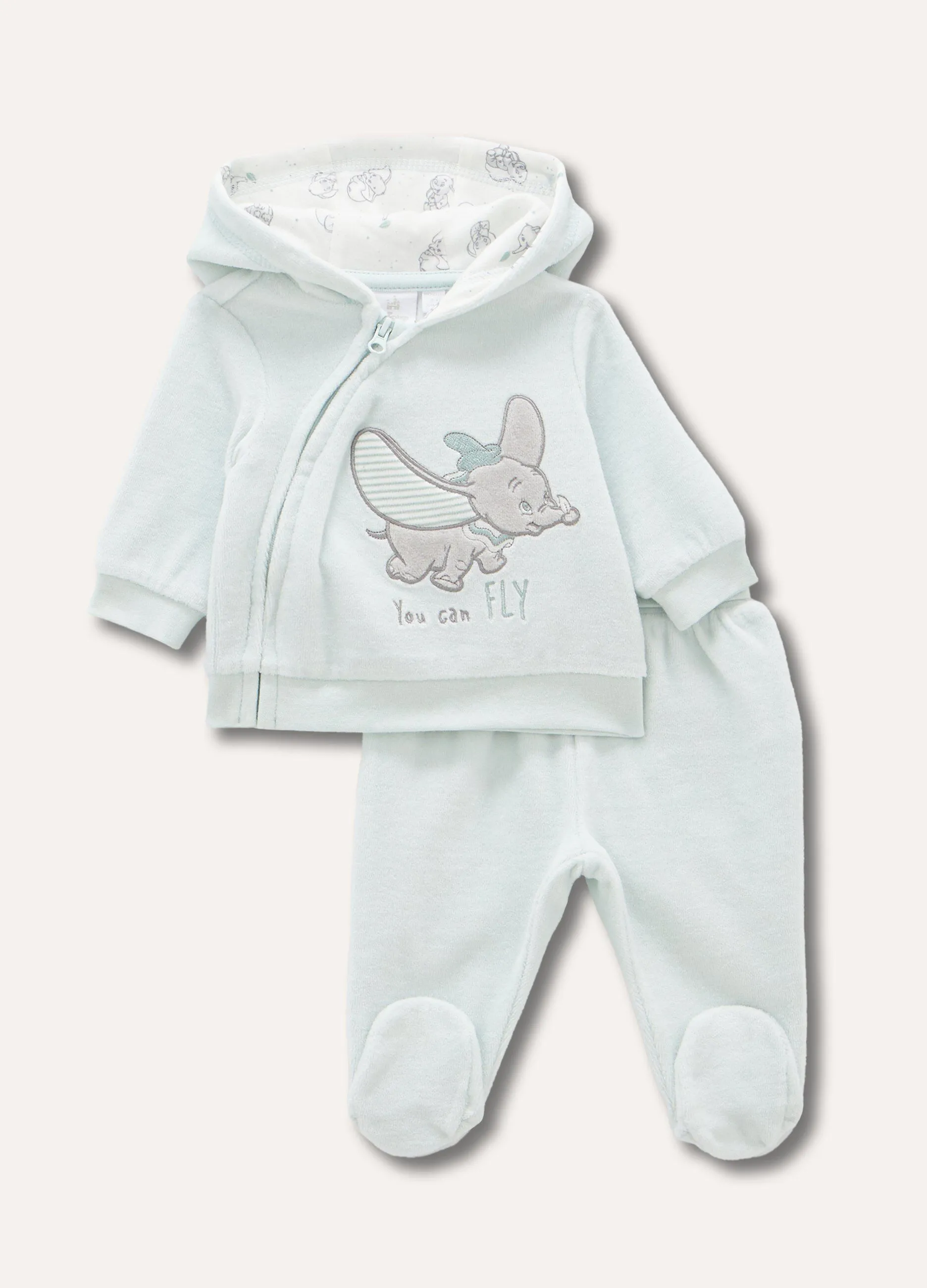 Completino in velours con ricami neonato