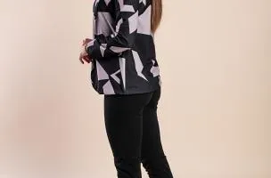 Completo blazer e pantaloni eleganti con stampa Estrena, nero/grigio