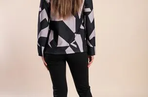 Completo blazer e pantaloni eleganti con stampa Estrena, nero/grigio