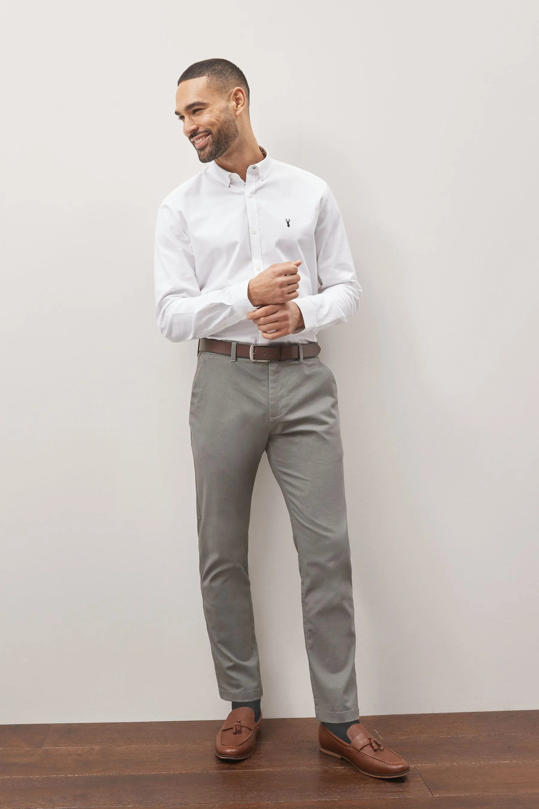 Con cintura - Pantaloni morbida chino stampata