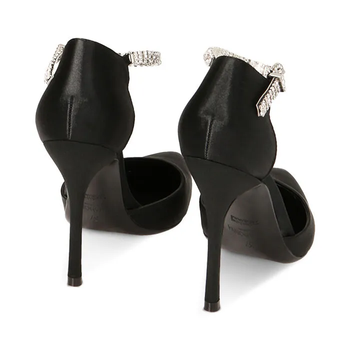 Décolleté nere con cinturino strass, tacco 10,5 cm