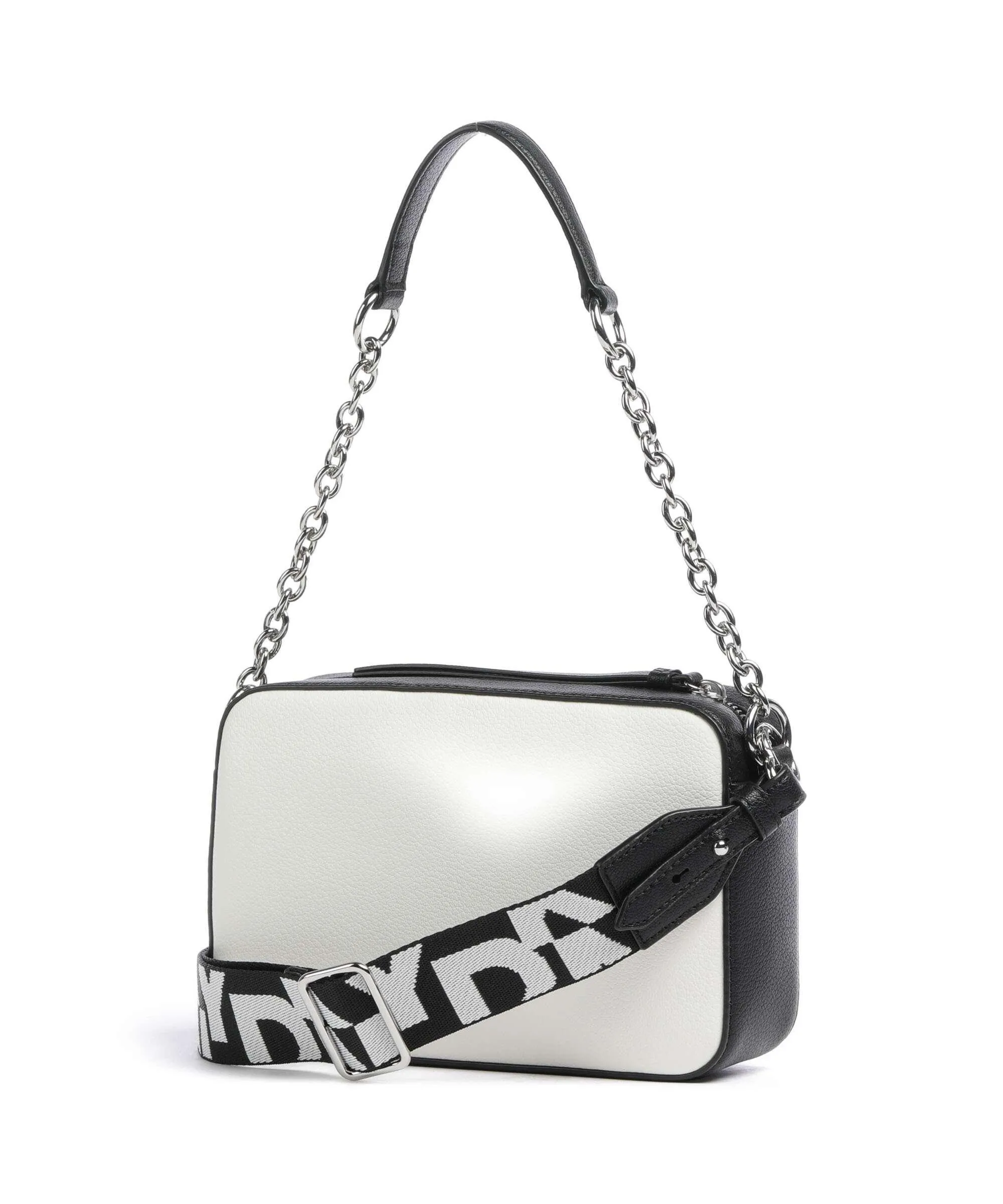  DKNY Heart of NY Borsa a spalla pelle di vacchetta finemente grana nero/bianco  