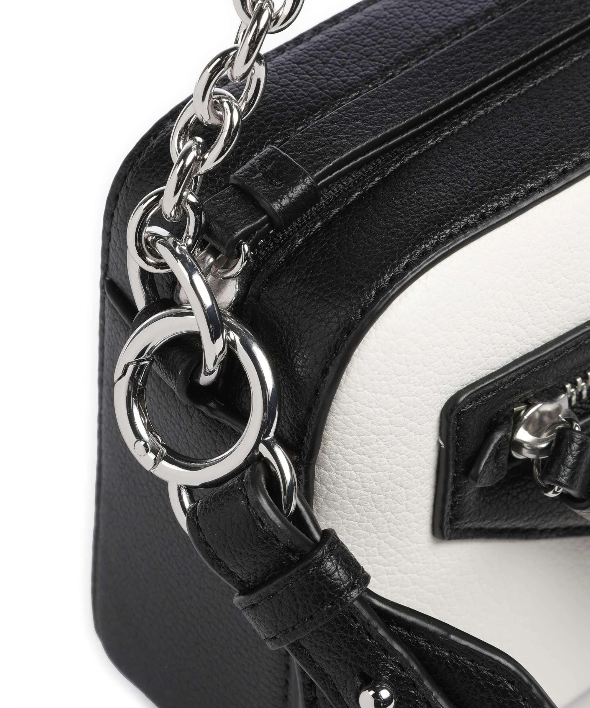  DKNY Heart of NY Borsa a spalla pelle di vacchetta finemente grana nero/bianco  