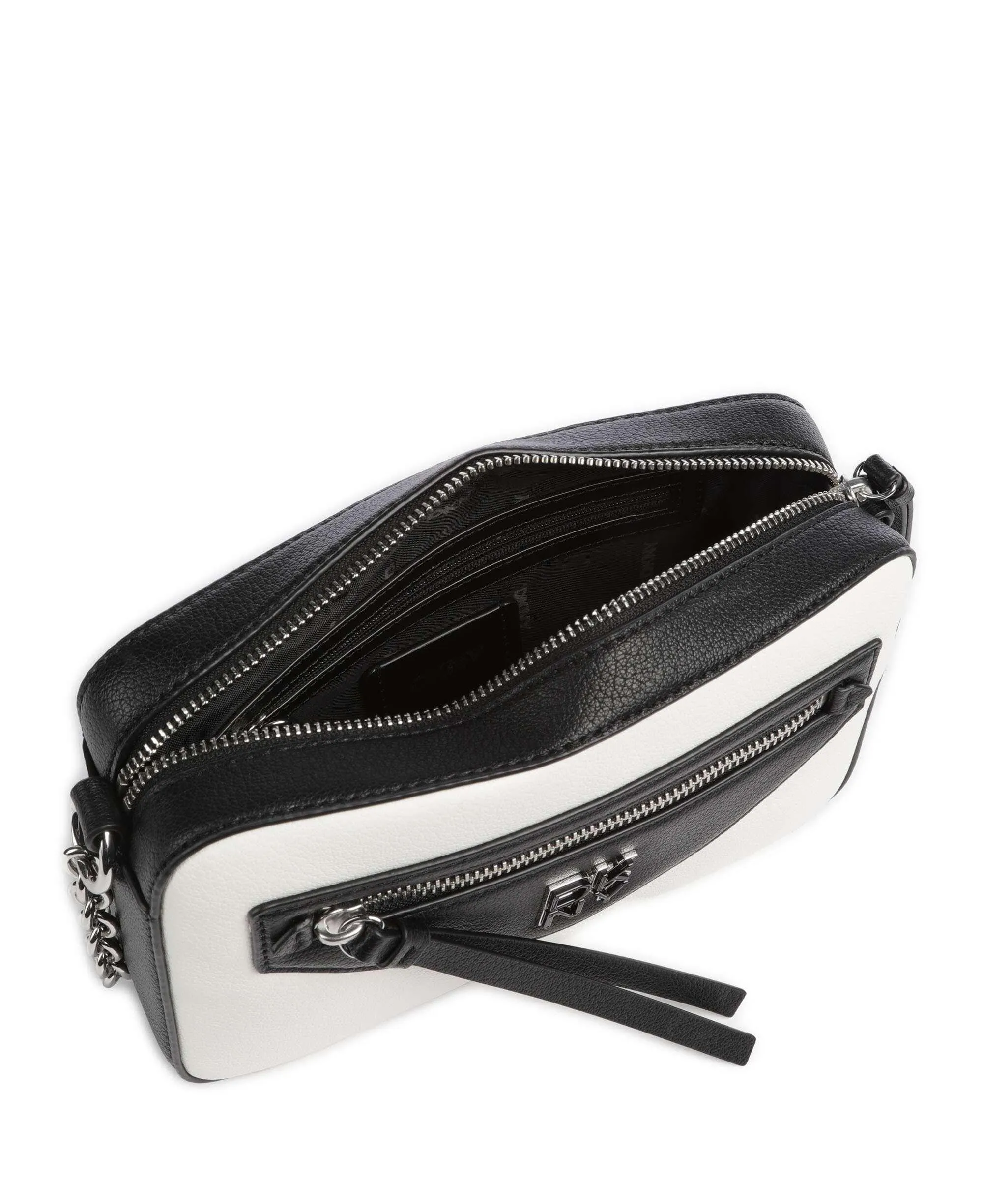  DKNY Heart of NY Borsa a spalla pelle di vacchetta finemente grana nero/bianco  