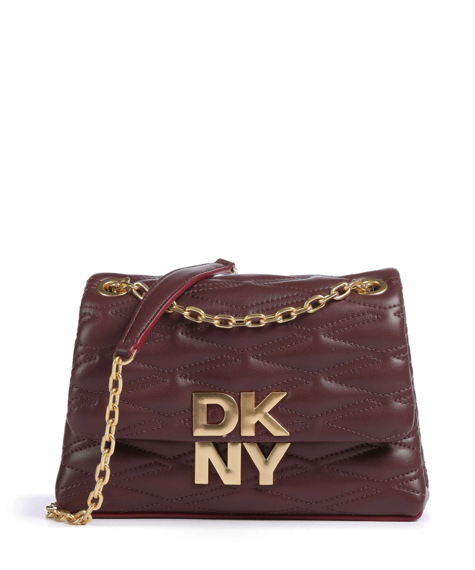  DKNY Minnia Borsa a spalla pelle di vacchetta finemente grana rosso scuro  