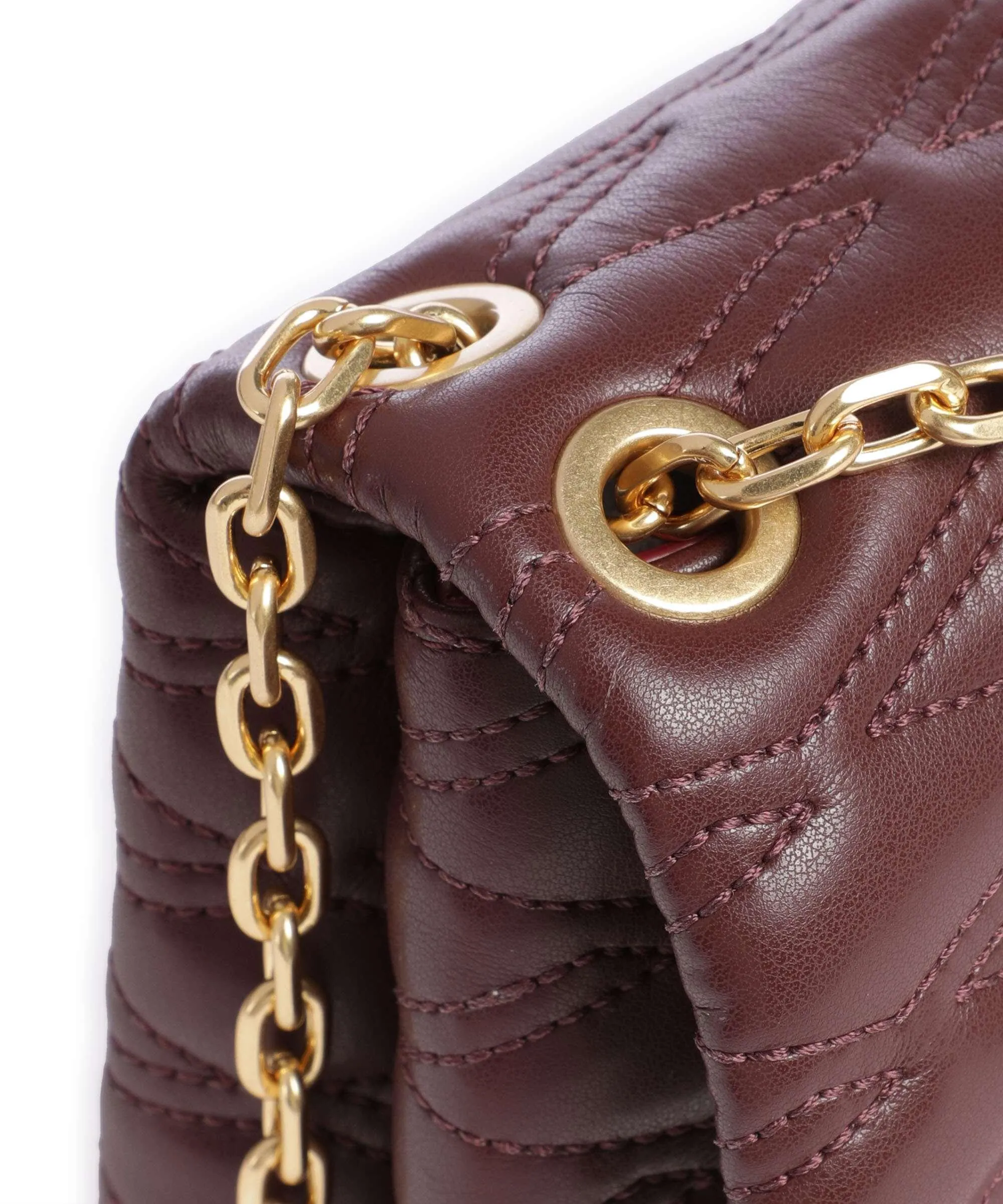  DKNY Minnia Borsa a spalla pelle di vacchetta finemente grana rosso scuro  