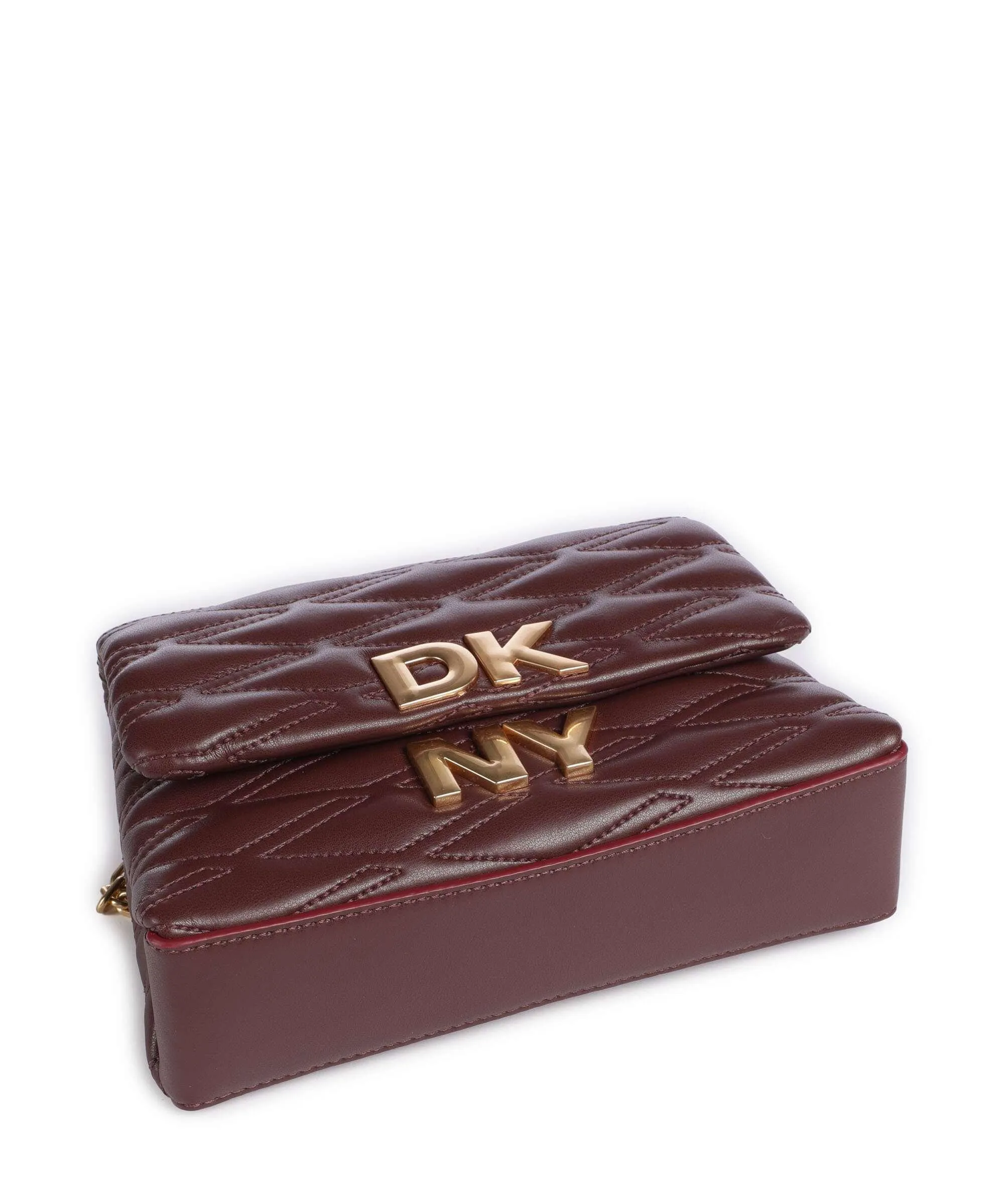  DKNY Minnia Borsa a spalla pelle di vacchetta finemente grana rosso scuro  