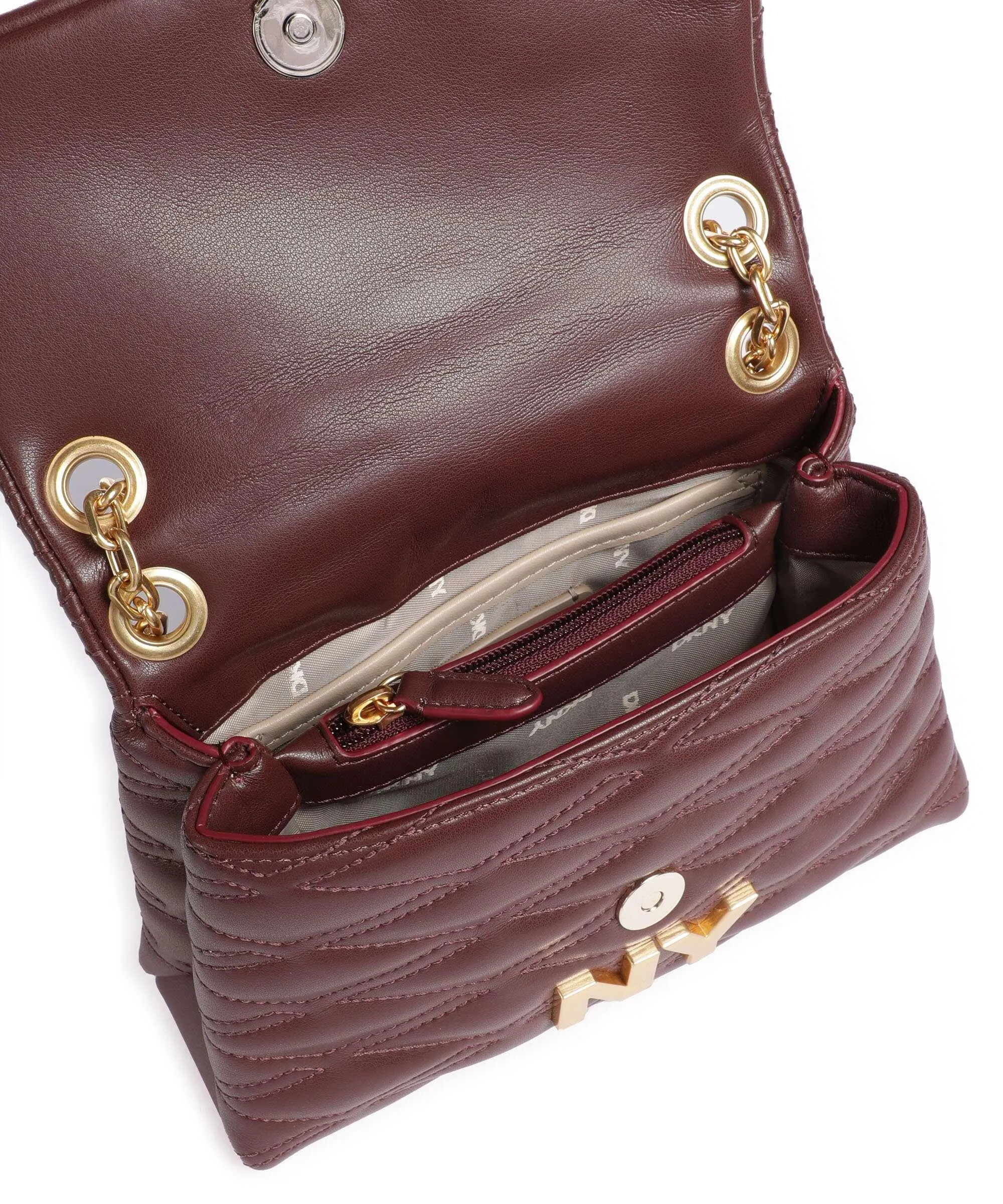 DKNY Minnia Borsa a spalla pelle di vacchetta finemente grana rosso scuro  