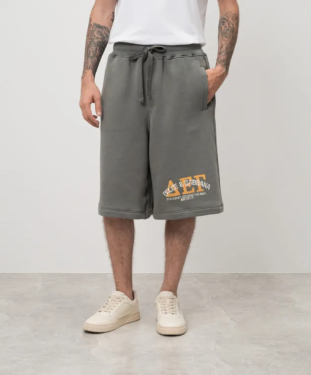 Dolce&Gabbana Shorts grigi con stampa logo GP08BTG7NTR