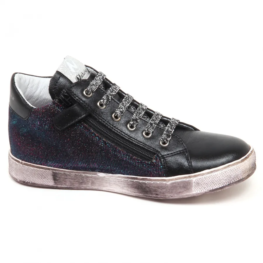 E3746 sneaker bimba nero NATURINO scarpe glitter shoe baby kid girl