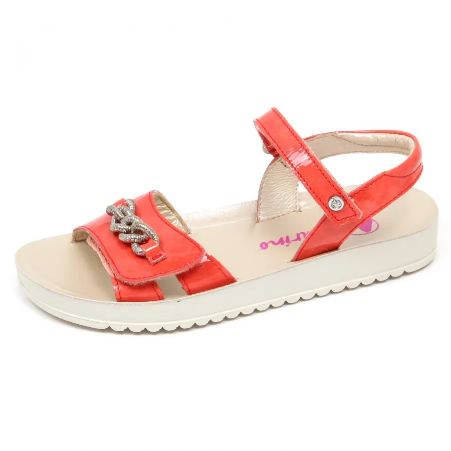 E9276 sandalo bimba girl coral NATURINO scarpe strappi patent shoe sandal
