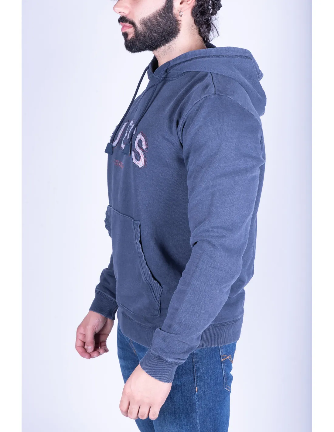 Felpa blu uomo Spencer Hoodie Fleece Guess