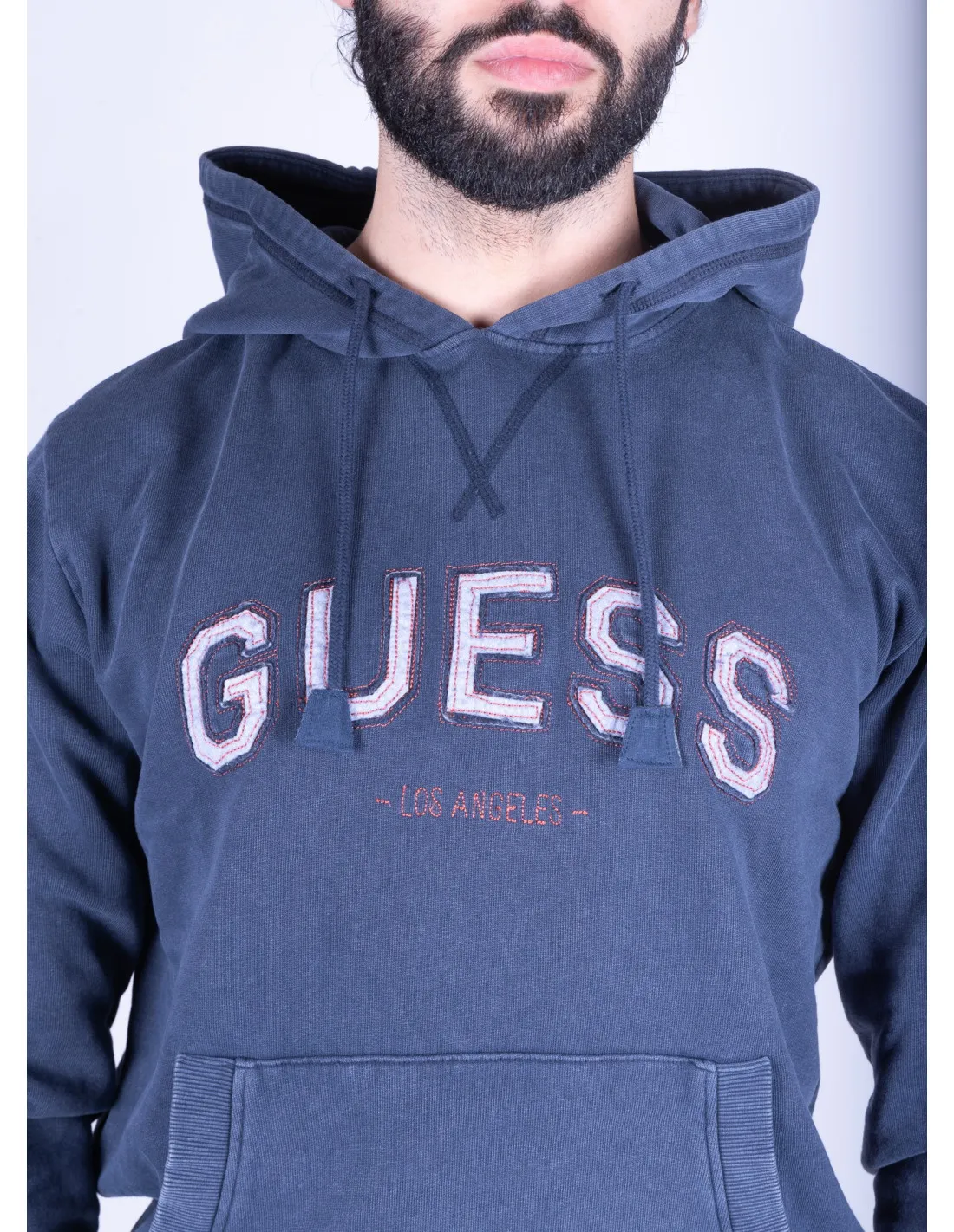 Felpa blu uomo Spencer Hoodie Fleece Guess