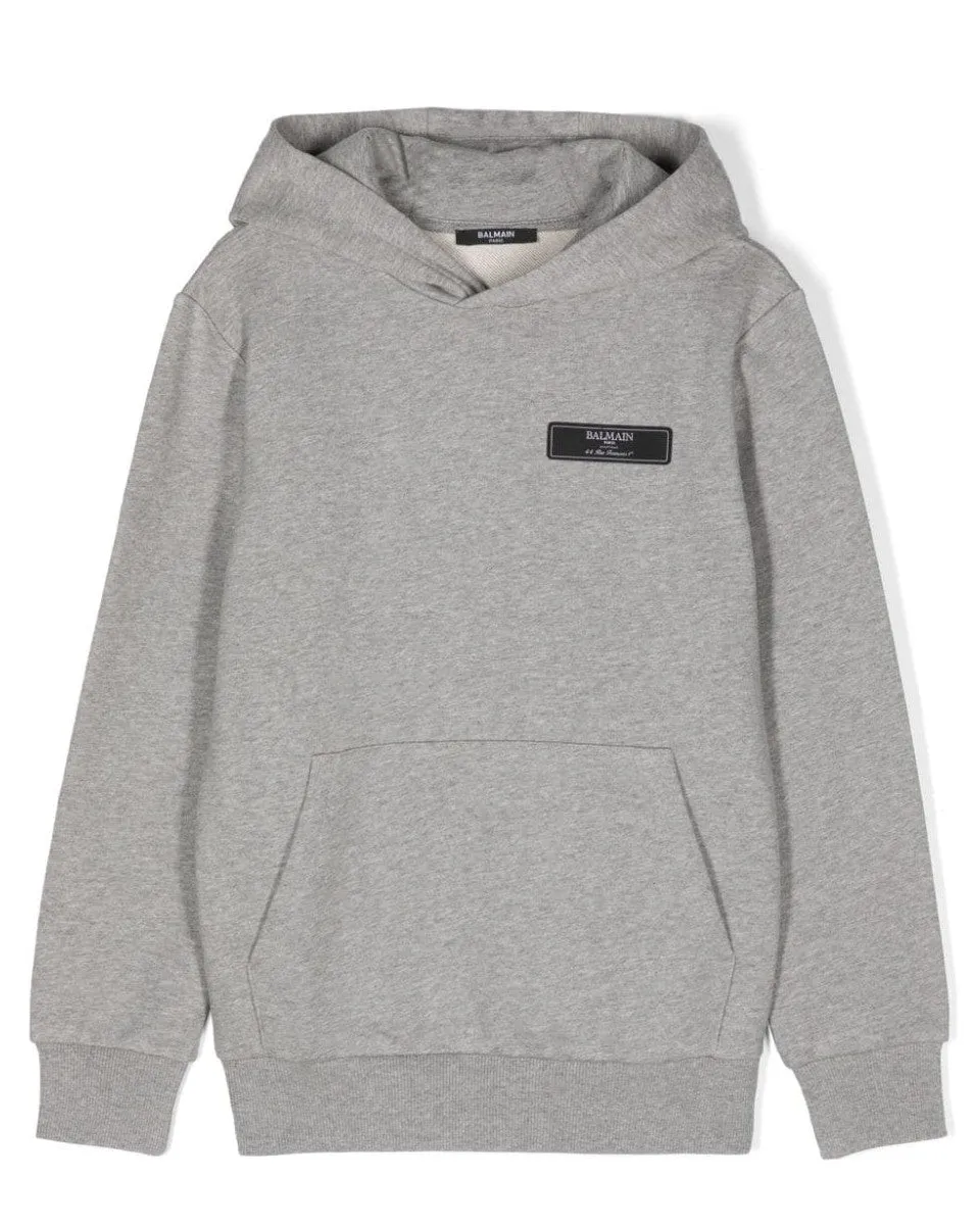 Felpa con cappuccio con patch logo Balmain A/I 2024