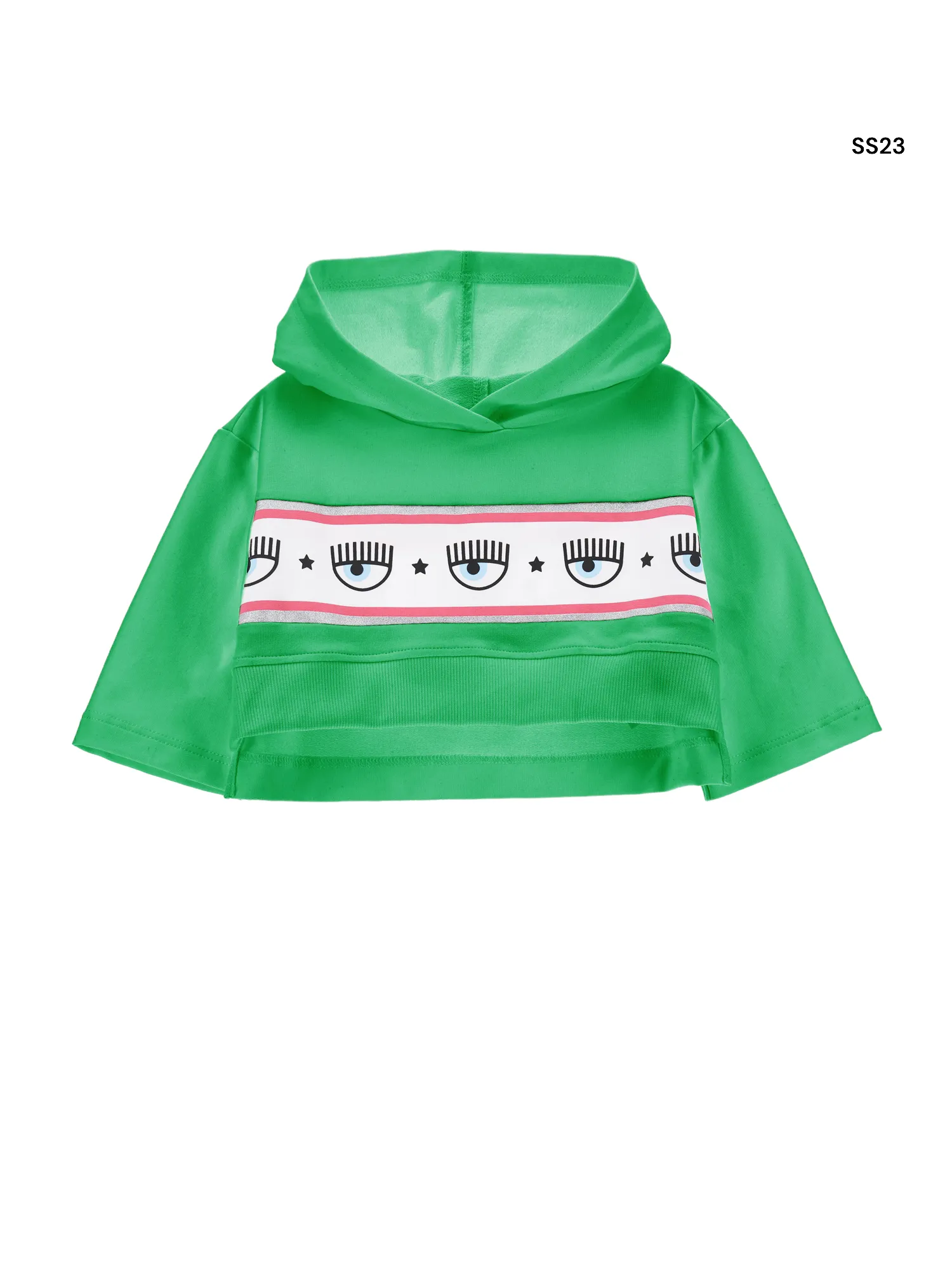 Felpa cropped verde con cappuccio con logo per bambina