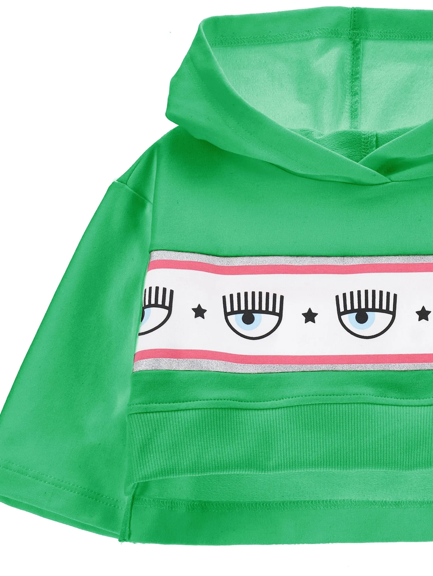 Felpa cropped verde con cappuccio con logo per bambina