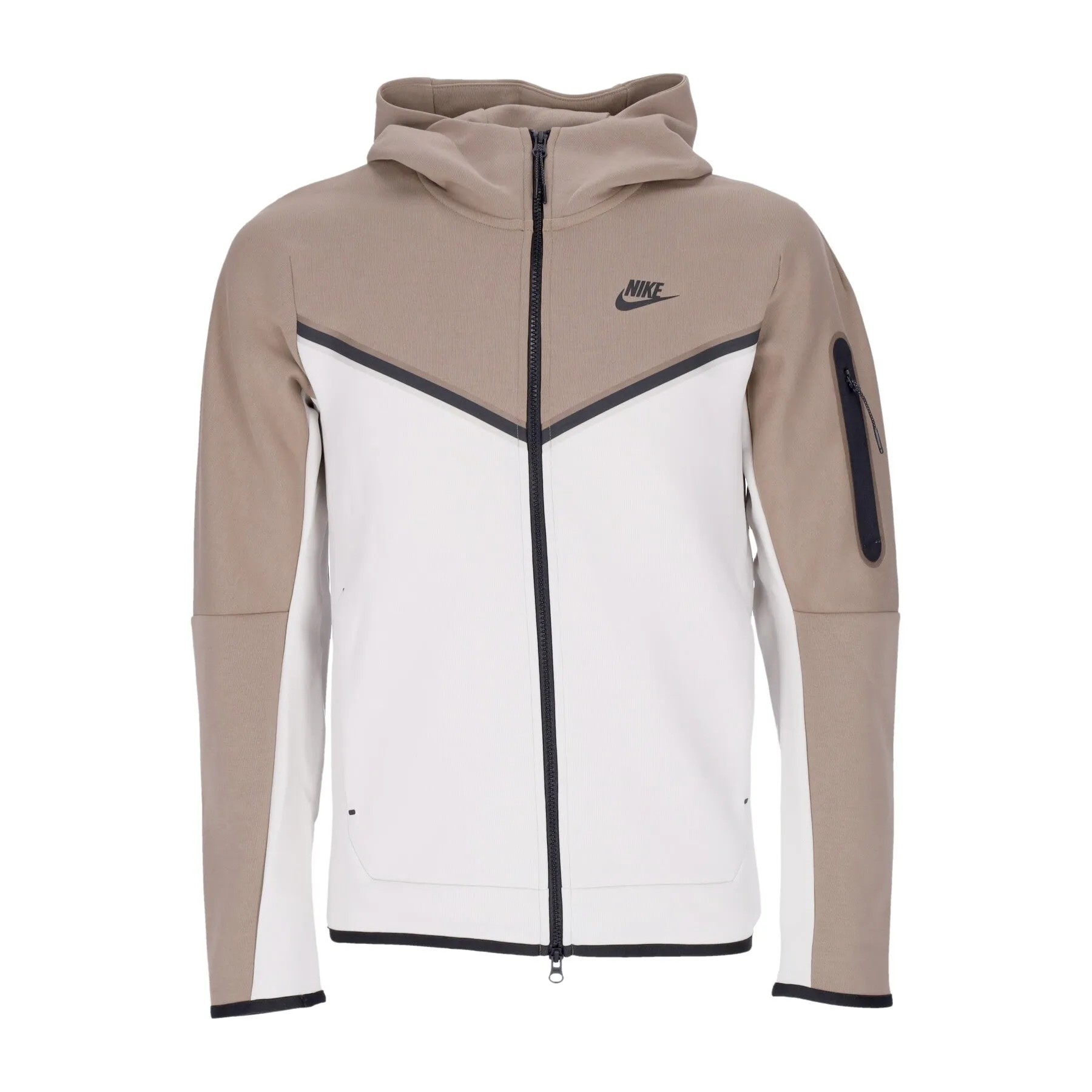 Felpa Leggera Cappuccio Zip Uomo Sportswear Tech Fleece Hoodie Sandalwood/light Bone/black