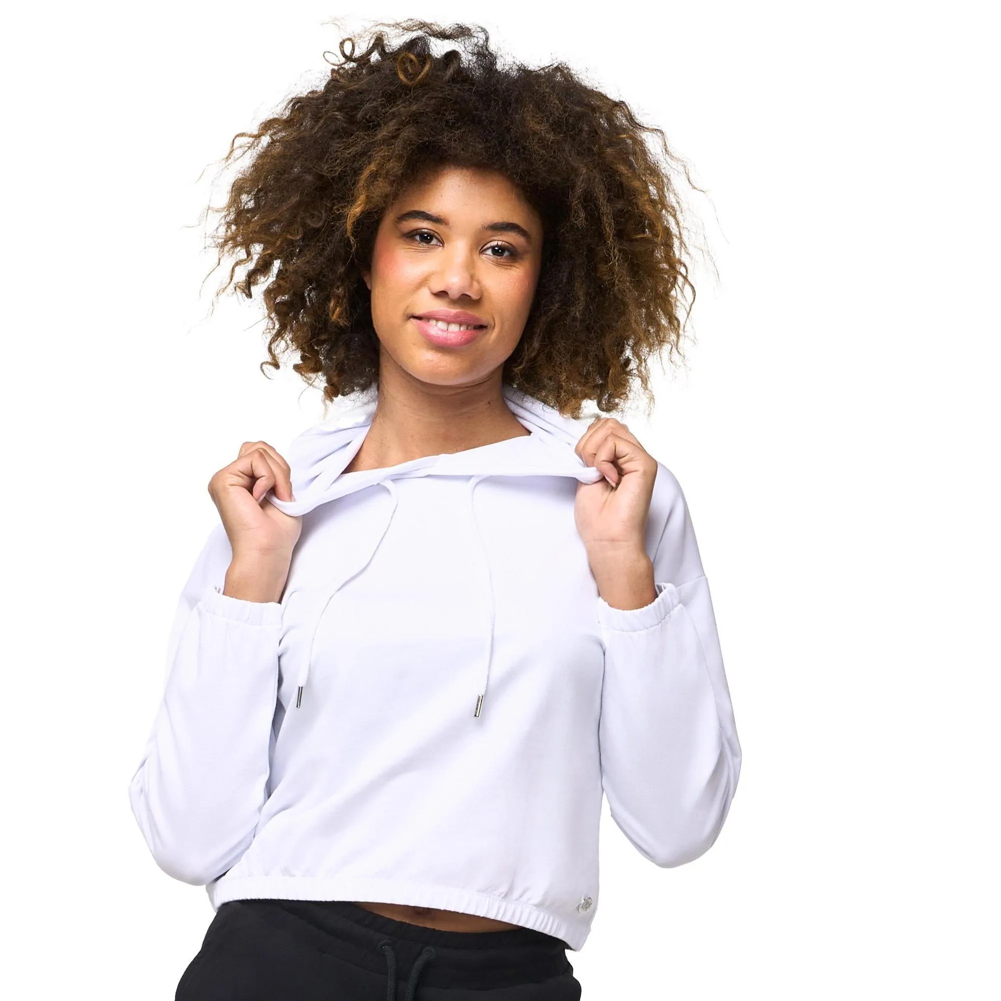Felpa pull on corta crop con cappuccio da donna non felpata Leone Basic