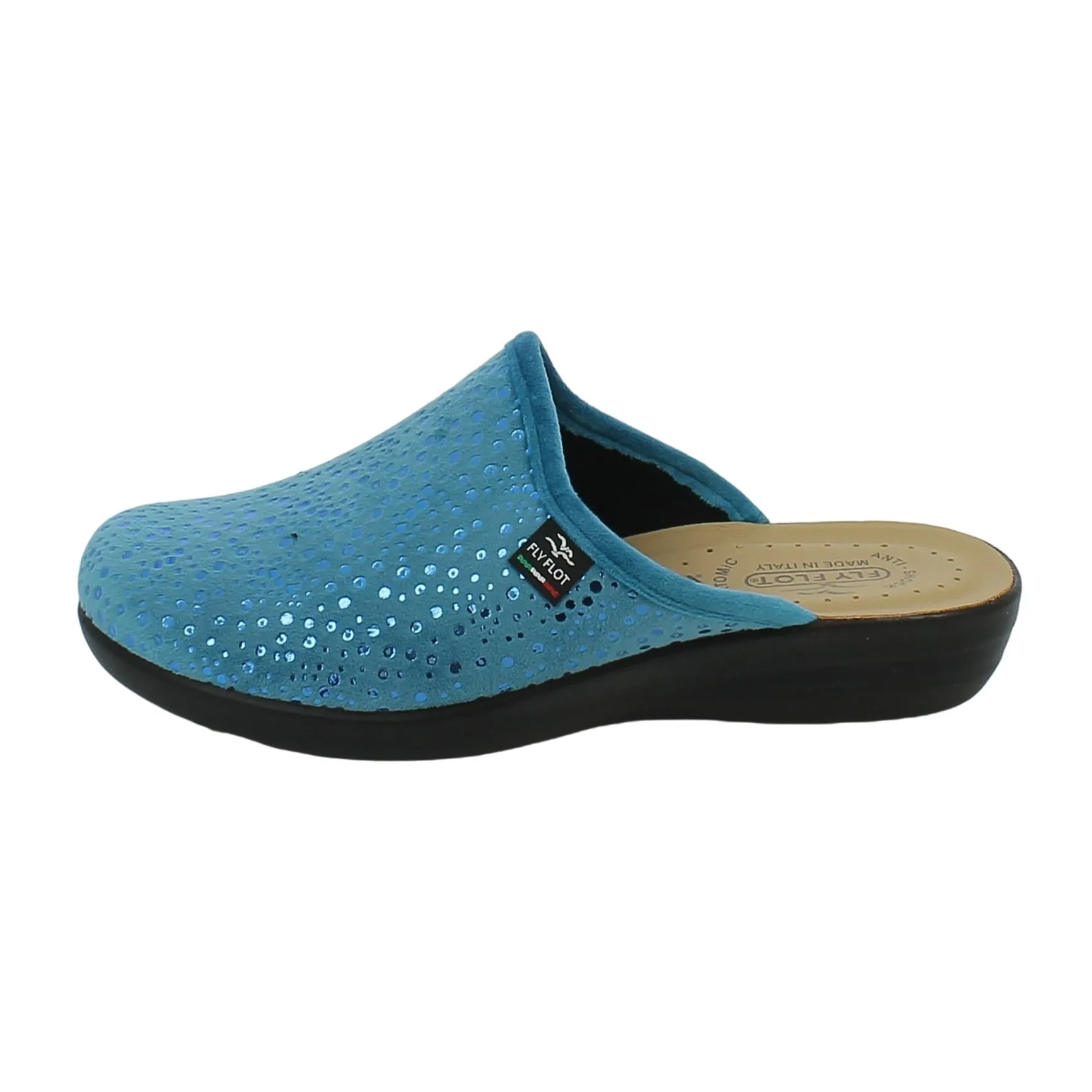 Fly Flot  Ciabatta azzurra con pois laminati 