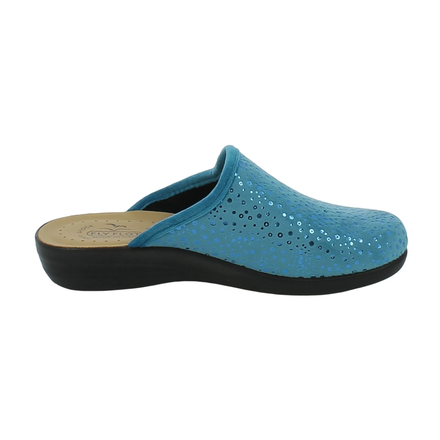 Fly Flot  Ciabatta azzurra con pois laminati 