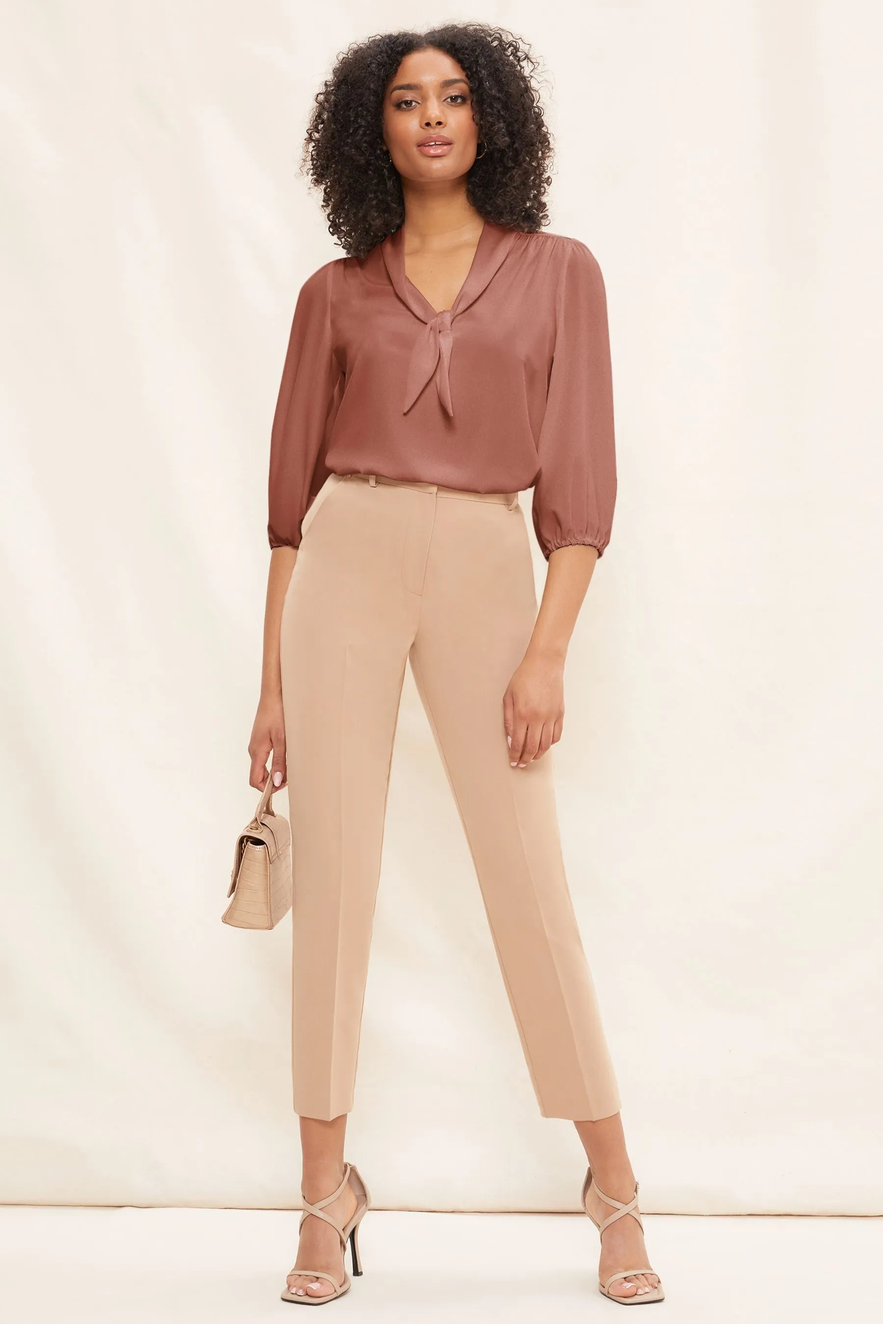Friends Like These V Neck Bow Front 3/4 Sleeve Blouse    