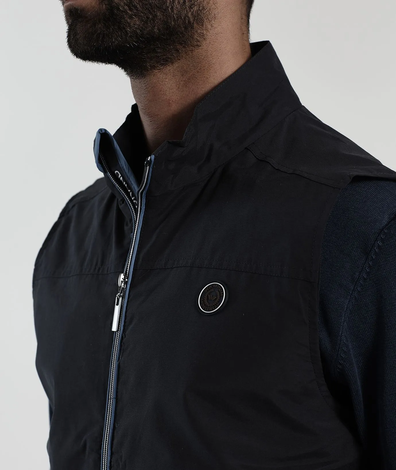 Giacca blu da uomo senza maniche
