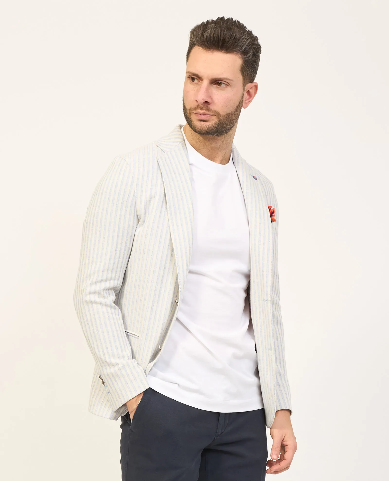 Giacca monopetto Bharnaba in cotone a righe