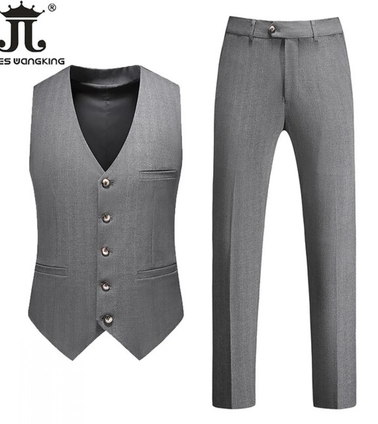 Gilet  pantaloni  Mens Four Seasons Tinta unita Due pezzi Business Professional Suit Fitted Wedding Groomsmen Gilet T