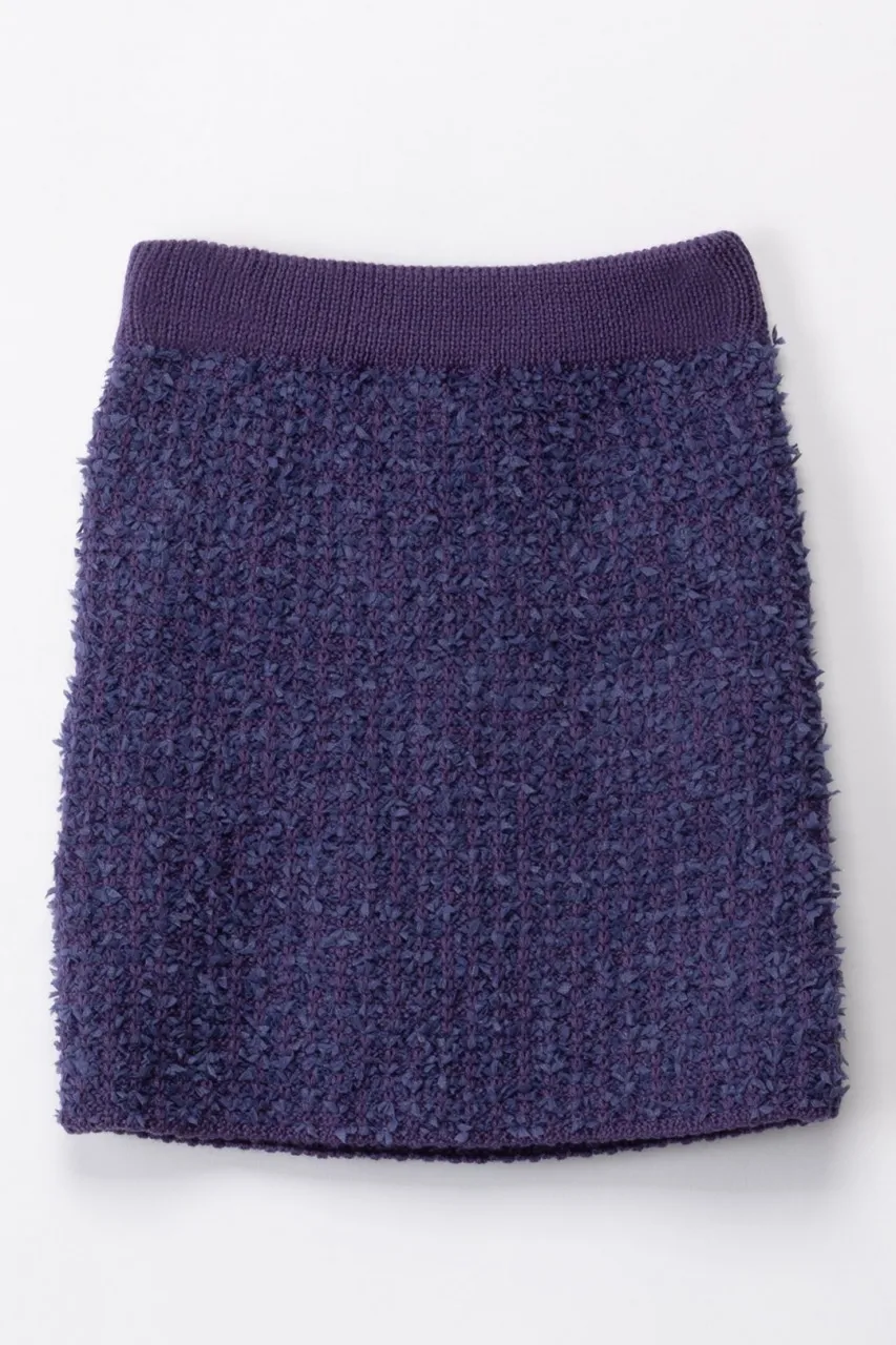 Gonna corta in bouclè con bottoni oro CANDY VIOLET