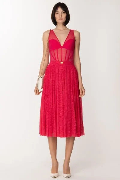 Gonna midi in tulle Fuxia