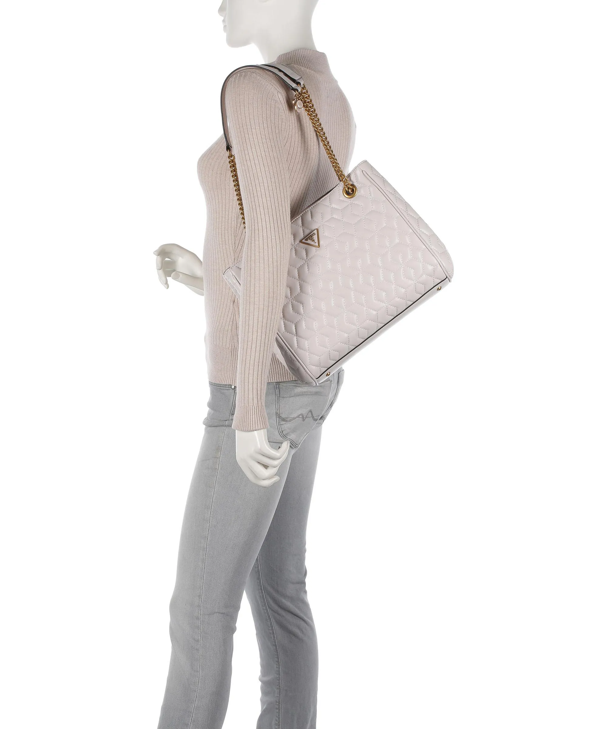  Guess Elenia Borsa shopper pelle sintetica grigio chiaro  