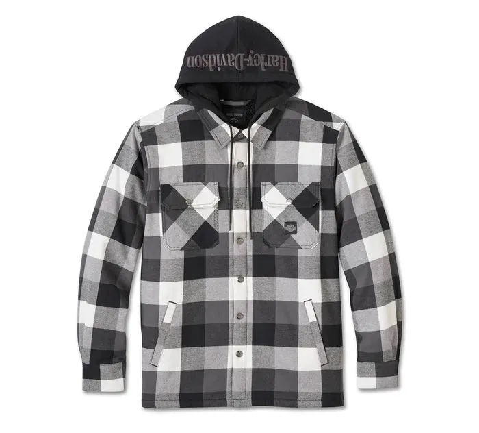 HARLEY DAVIDSON Giacca camicia con cappuccio Traveler - Plaid - Harley Black e Blackened Pearl REF.96134-25VM