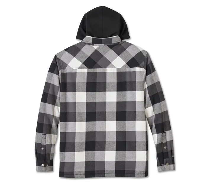 HARLEY DAVIDSON Giacca camicia con cappuccio Traveler - Plaid - Harley Black e Blackened Pearl REF.96134-25VM