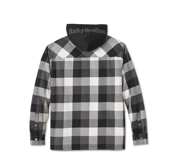 HARLEY DAVIDSON Giacca camicia con cappuccio Traveler - Plaid - Harley Black e Blackened Pearl REF.96134-25VM