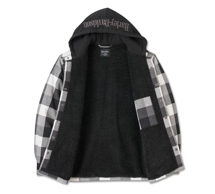 HARLEY DAVIDSON Giacca camicia con cappuccio Traveler - Plaid - Harley Black e Blackened Pearl REF.96134-25VM