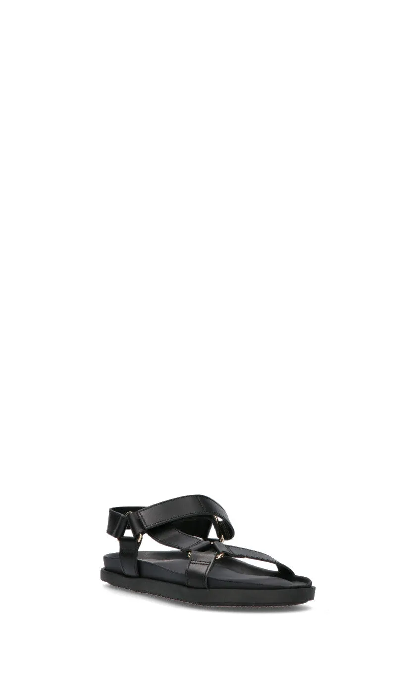 HOSIS Sandalo donna nero in pelle