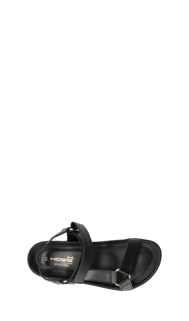 HOSIS Sandalo donna nero in pelle